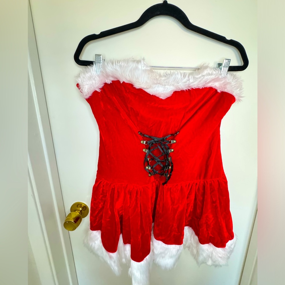 Velvet Mrs Claus Corseted Mini Lingerie Dress